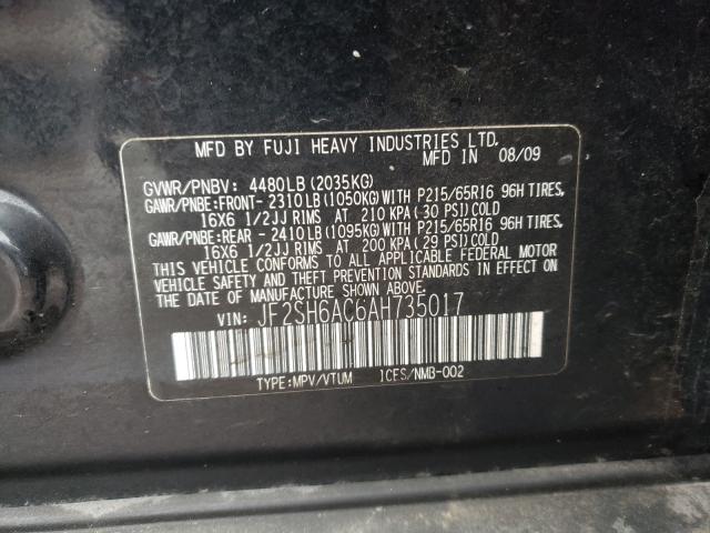 2010 SUBARU FORESTER 2 JF2SH6AC6AH735017