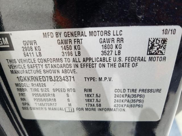 2011 GMC ACADIA SLE 1GKKRNED7BJ234371