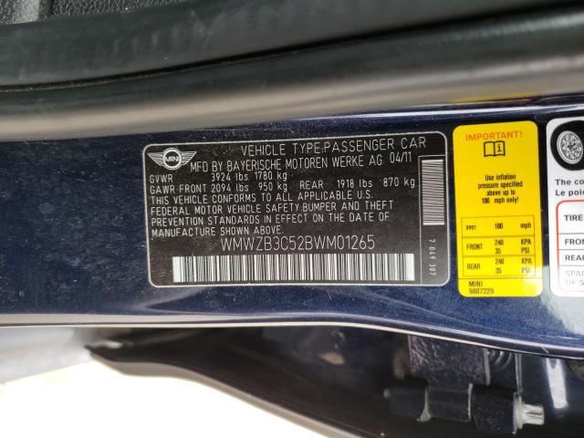 2011 MINI COOPER COU WMWZB3C52BWM01265