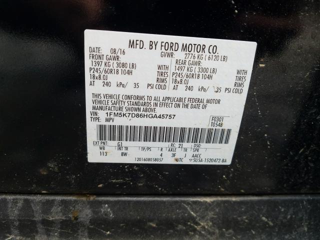 2017 FORD EXPLORER X 1FM5K7D86HGA45757