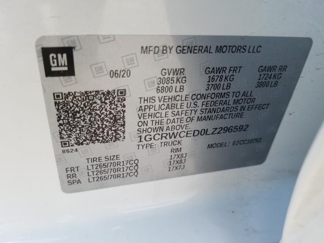 2020 CHEVROLET SILVERADO 1GCRWCED0LZ296592