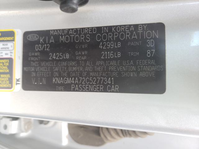 2012 KIA BORREGO LX KNAGM4A72C5277341