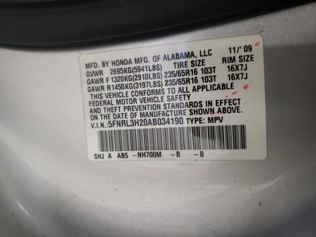 2010 HONDA ODYSSEY LX 5FNRL3H20AB034190