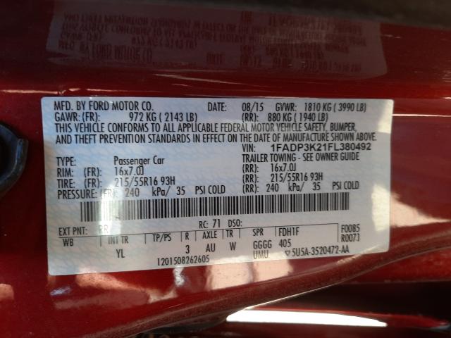 2015 FORD FOCUS SE 1FADP3K21FL380492