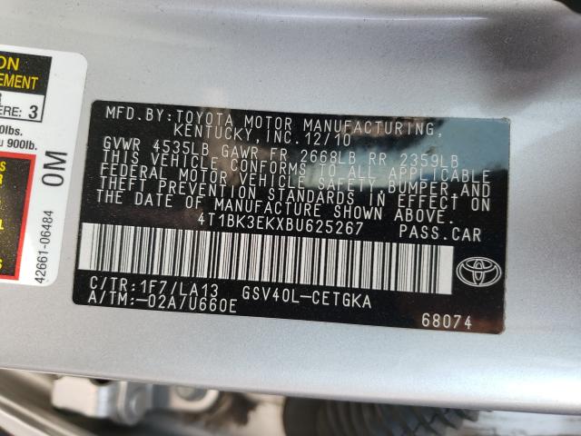 2011 TOYOTA CAMRY SE 4T1BK3EKXBU625267