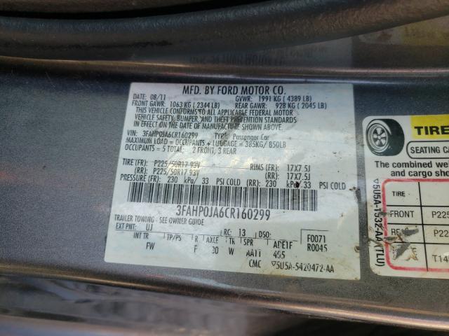 2012 FORD FUSION SEL 3FAHP0JA6CR160299