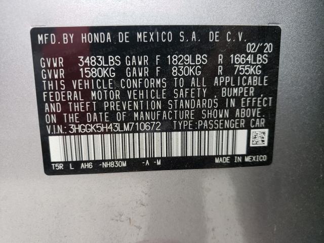 2020 HONDA FIT LX 3HGGK5H43LM710672