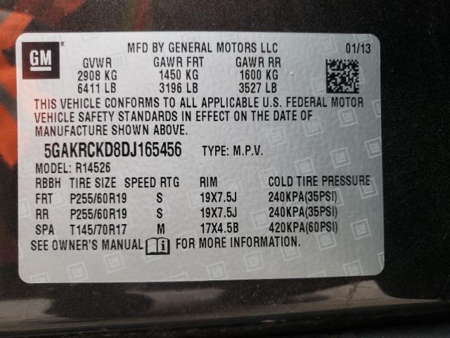 2013 BUICK ENCLAVE 5GAKRCKD8DJ165456