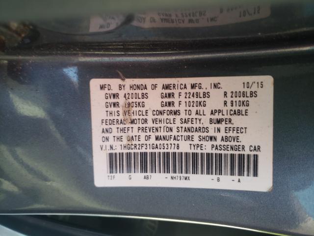 2016 HONDA ACCORD LX 1HGCR2F31GA053778