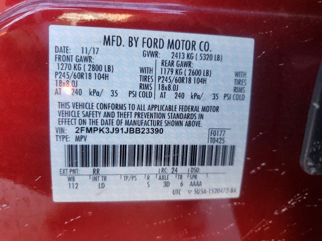 2018 FORD EDGE SEL 2FMPK3J91JBB23390