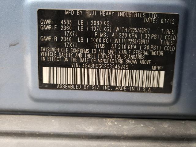 2012 SUBARU OUTBACK 2. 4S4BRCGC2C3245249