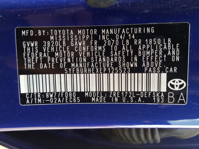2014 TOYOTA COROLLA L 5YFBURHEXEP125523