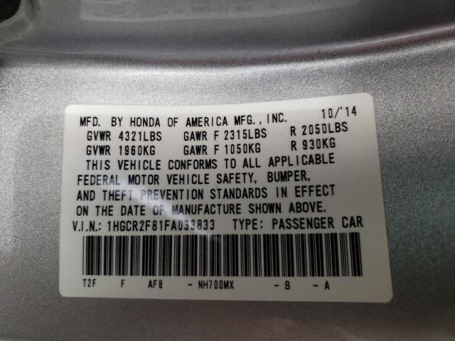 2015 HONDA ACCORD EXL 1HGCR2F81FA033833