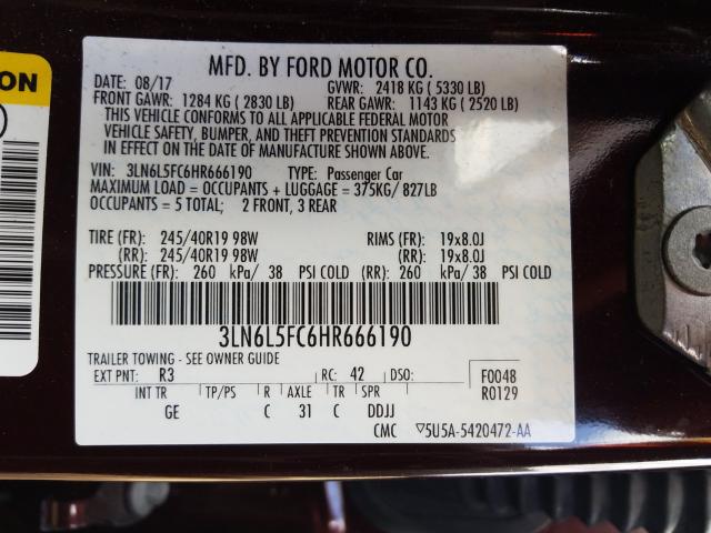 2017 LINCOLN MKZ RESERV 3LN6L5FC6HR666190