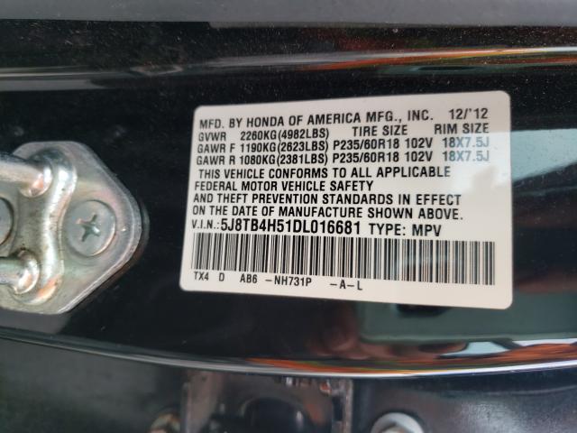 2013 ACURA RDX TECHNO 5J8TB4H51DL016681