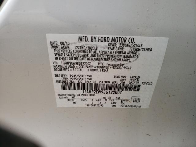 2011 FORD TAURUS SEL 1FAHP2EW9BG122007