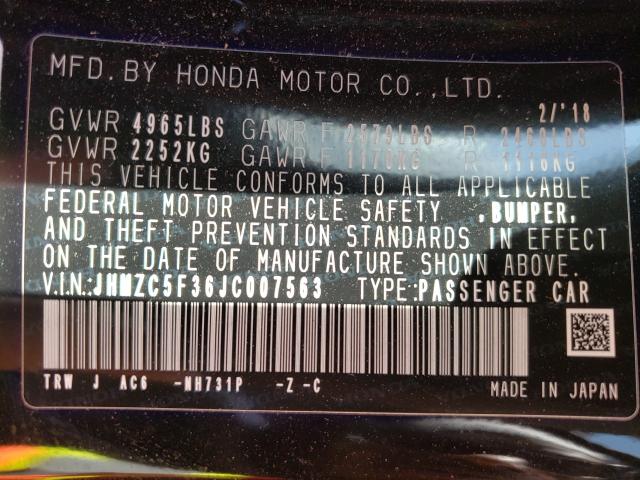 2018 HONDA CLARITY TO JHMZC5F36JC007563