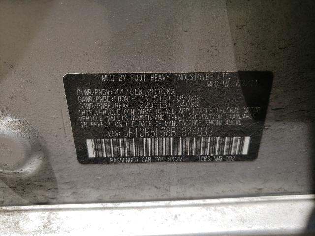 2011 SUBARU IMPREZA WR JF1GR8H68BL824833