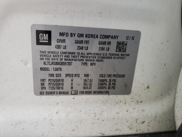 2016 CHEVROLET TRAX LTZ KL7CJRSB0GB597207