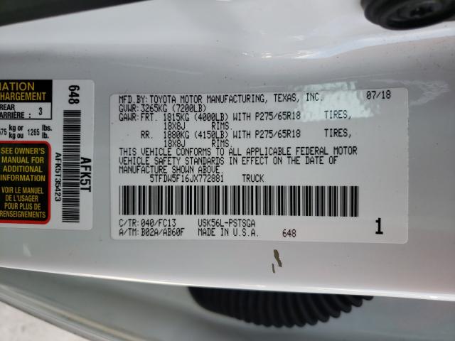 2018 TOYOTA TUNDRA CRE 5TFDW5F16JX772881