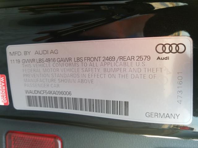 2019 AUDI A5 PREMIUM WAUDNCF54KA096006
