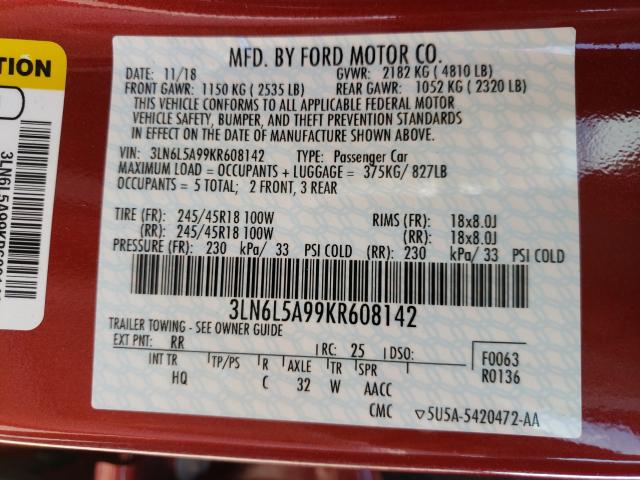 2019 LINCOLN MKZ 3LN6L5A99KR608142