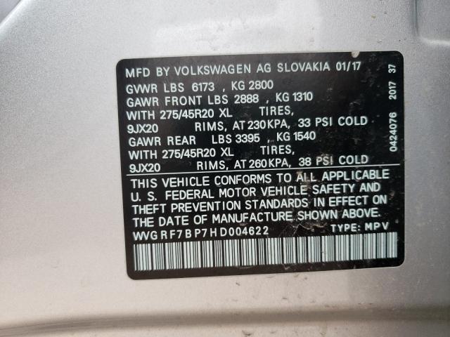 2017 VOLKSWAGEN TOUAREG WO WVGRF7BP7HD004622