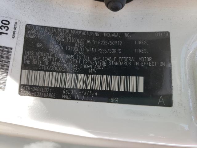 2019 TOYOTA SIENNA SE 5TDXZ3DCXKS003773
