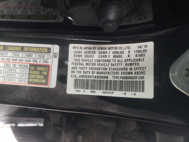 2010 HONDA INSIGHT EX JHMZE2H71AS036998