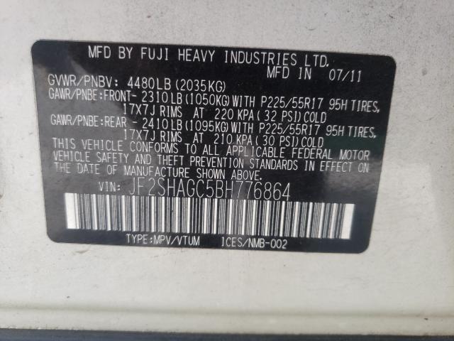 2011 SUBARU FORESTER T JF2SHAGC5BH776864