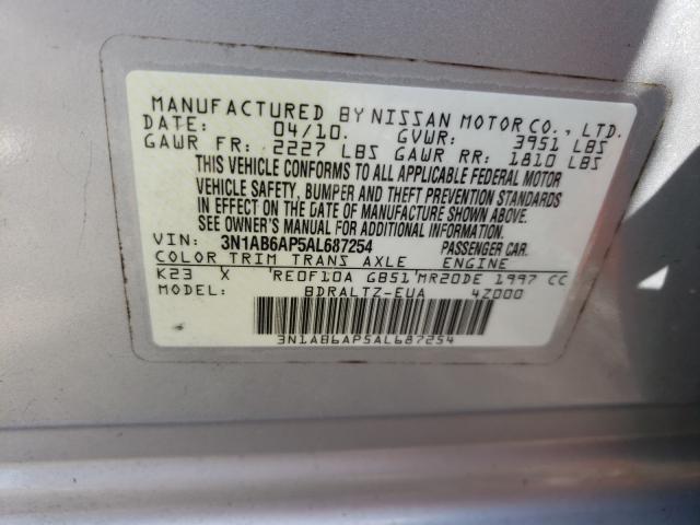 2010 NISSAN SENTRA 2.0 3N1AB6AP5AL687254