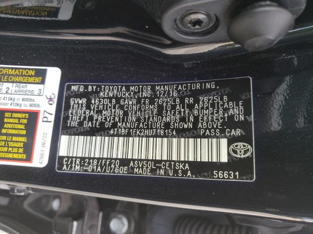 2017 TOYOTA CAMRY LE 4T1BF1FK2HU718154
