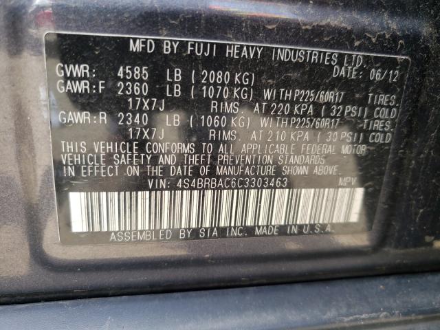 2012 SUBARU OUTBACK 4S4BRBAC6C3303463