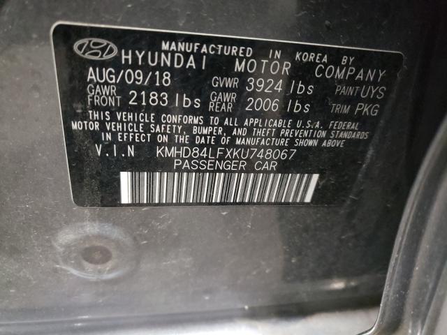 2019 HYUNDAI ELANTRA SE KMHD84LFXKU748067