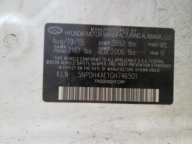 2016 HYUNDAI ELANTRA SE 5NPDH4AE1GH746501