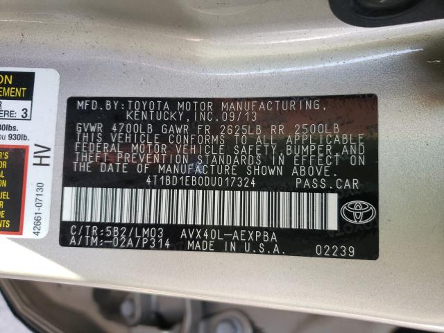 2013 TOYOTA AVALON HYB 4T1BD1EB0DU017324