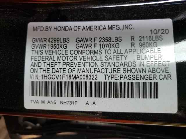 2021 HONDA ACCORD LX 1HGCV1F18MA008322