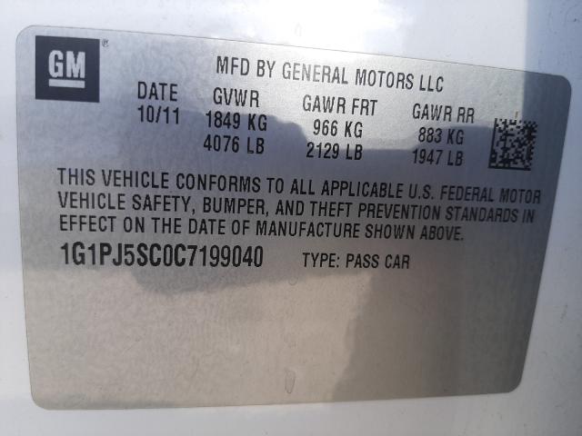 2012 CHEVROLET CRUZE ECO 1G1PJ5SC0C7199040