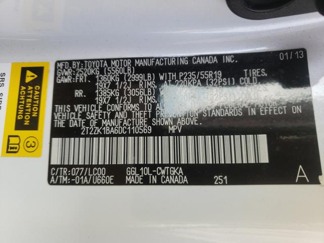 2013 LEXUS RX 350 2T2ZK1BA6DC110569