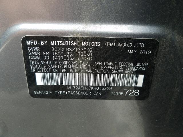 2019 MITSUBISHI MIRAGE LE ML32A5HJ7KH015229
