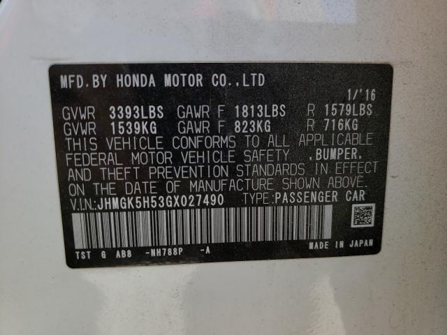 2016 HONDA FIT LX JHMGK5H53GX027490