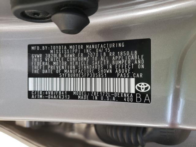 2015 TOYOTA COROLLA L 5YFBURHE5FP305851