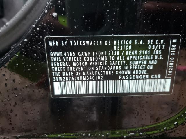 2017 VOLKSWAGEN JETTA S 3VW2B7AJ0HM340192