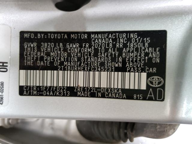 2015 TOYOTA COROLLA L 2T1BURHEXFC345231