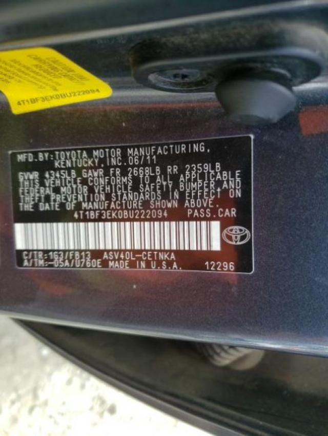 2011 TOYOTA CAMRY BASE 4T1BF3EK0BU222094