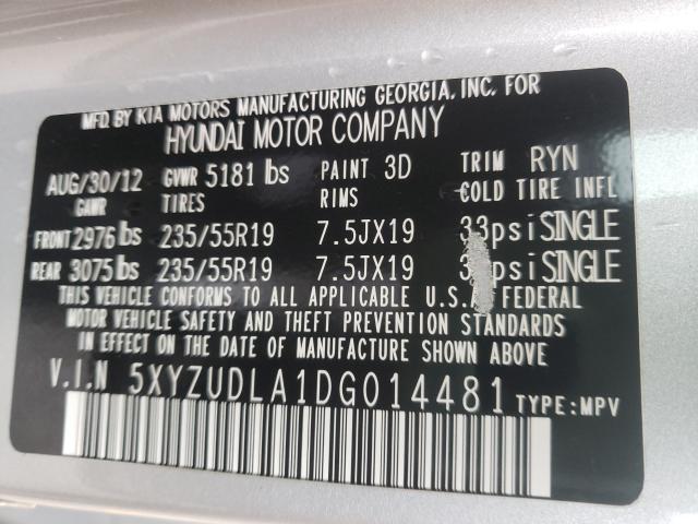 2013 HYUNDAI SANTA FE S 5XYZUDLA1DG014481