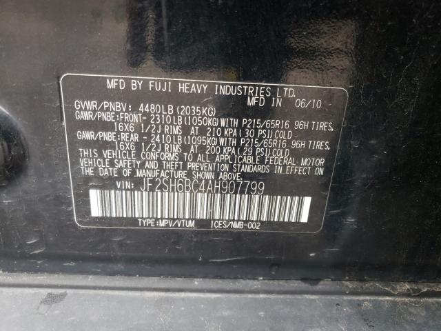 2010 SUBARU FORESTER X JF2SH6BC4AH907799