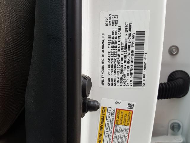 2021 HONDA PILOT EX 5FNYF5H31MB013649
