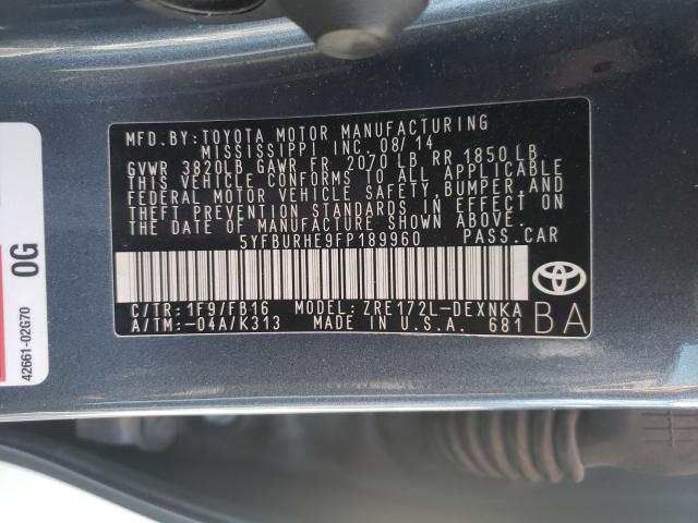2015 TOYOTA COROLLA 5YFBURHE9FP189960