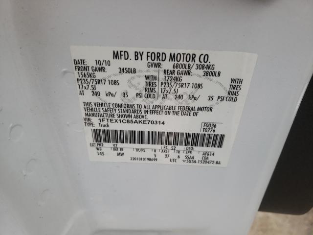 2010 FORD F150 SUPER 1FTEX1C85AKE70314